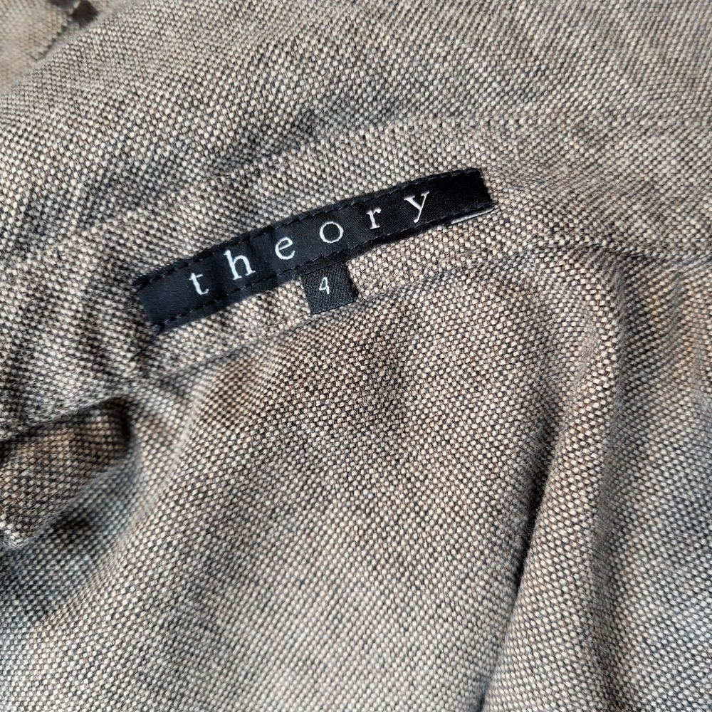 Theory womens tan brown button front 4 pocket pleated back detail blazer size 4 - Picture 12 of 14